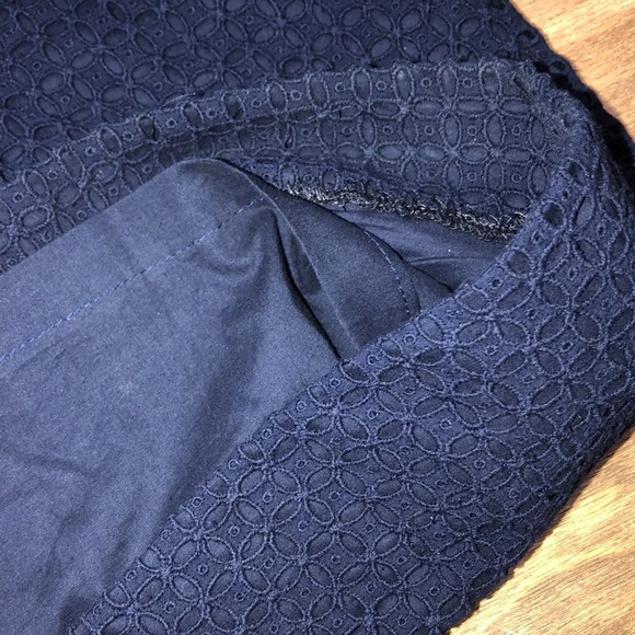 J Crew black label size 6 navy blue eyelet dress - Picture 8 of 8